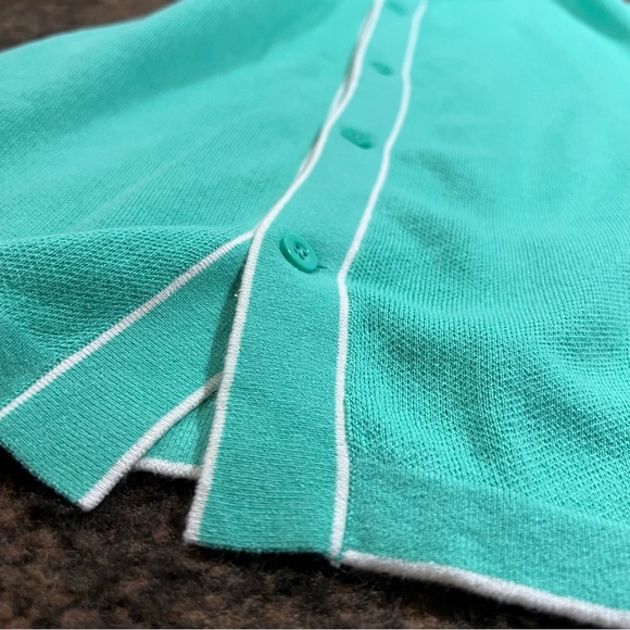 Men’s Short Sleeve Retro Polo Shirt - Turquoise Green - Original Use - Like NEW - Picture 3 of 6